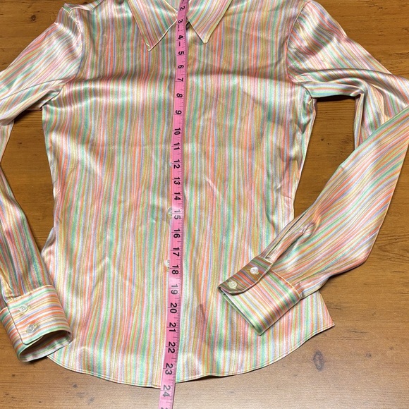 Tahari Striped Button Down Silk Shirt for Women XS. Like New - Picture 12 of 12